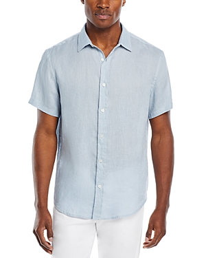 The Men's Store At Bloomingdale's Linen Regular Fit Short Sleeve Button Down Shirt - 100% Exclusive In Celestial