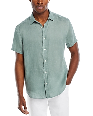 The Men's Store At Bloomingdale's Linen Regular Fit Short Sleeve Button Down Shirt - 100% Exclusive In New Green
