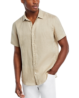 The Men's Store At Bloomingdale's Linen Regular Fit Short Sleeve Button Down Shirt - 100% Exclusive In Stone