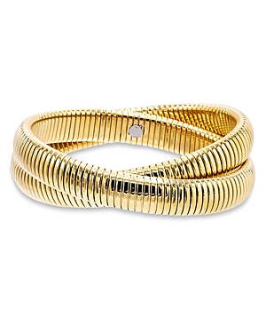 Chunky Snake Chain Intertwined Bangle Bracelet in 14K Gold Plated