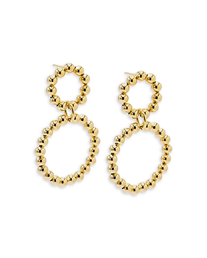 By Adina Eden Beaded Double Circle Drop Earrings in 14K Gold Plated