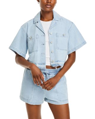 Blanknyc Cropped Boxy Denim Shirt