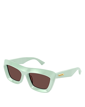 Shop Bottega Veneta Scoop Squared Sunglasses, 53mm In Green/brown Solid