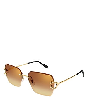 Shop Cartier Decor 24 Carat Gold Plated Rimless Butterfly Sunglasses, 58mm In Gold/orange Gradient