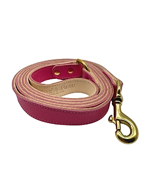 Bonne Et Filou Small 6' Plain Leather Dog Leash In Pink