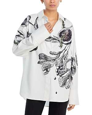 Shop Jason Wu Collection Oversized Button Up Shirt In Chalk Multi