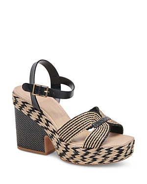 Shop Dolce Vita Women's Cale Ankle Strap Espadrille Platform Sandals In Black/natural Raffia