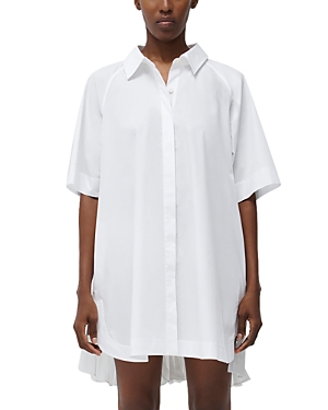 Shop Simkhai Blanche Pleated High Low Shirt Dress In White