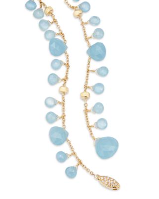 18K Yellow Gold Paradise Aquamarine Dangle Lariat Necklace, 17.25" - Exclusive