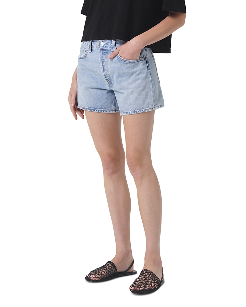 Agolde Parker High Waist Relaxed Long Denim Shorts In Feud Feud