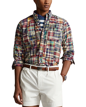 Shop Polo Ralph Lauren Classic Fit Printed Long Sleeve Button Down Shirt In Madras Patchwork