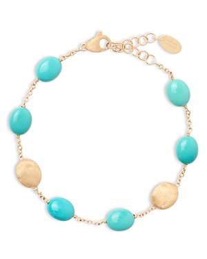 Shop Marco Bicego 18k Yellow Gold Siviglia Turquoise Link Bracelet In Blue/gold