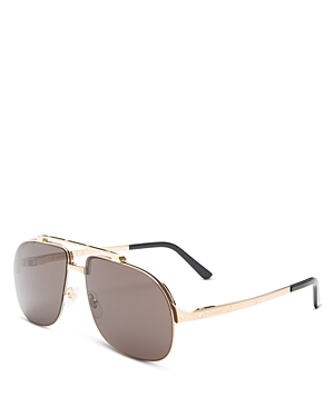 Cartier Aviator Sunglasses, 62mm In Gold/brown Solid