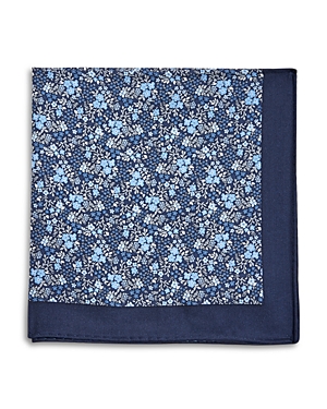 The Men's Store At Bloomingdale's Contrast Border Silk Pocket Square - 100% Exclusive In Navy/blue