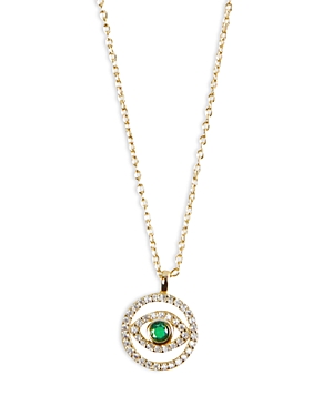 Argento Vivo Crystal Evil Eye Pendant Necklace, 16 + 2 Extender In Green/gold