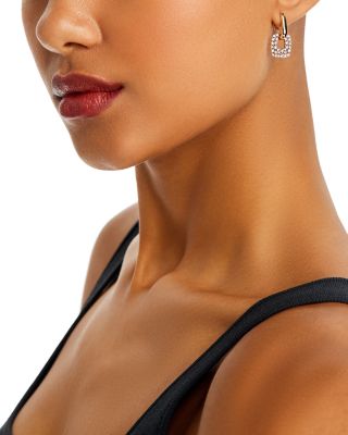 Diamond Door Knocker Drop Earrings in 14K White & Yellow Gold, 0.95 tcw