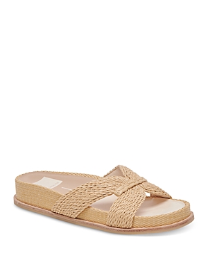 Dolce Vita Selda Raffia Slide Sandal In Light Natural Raffia