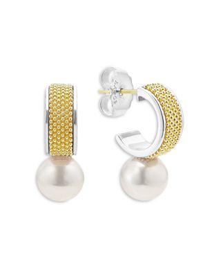 Lagos 18K Yellow Gold & Sterling Silver Luna Cultured Freshwater Pearl Half Hoop Earrings