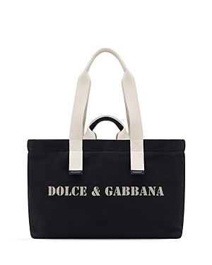 Shop Dolce & Gabbana Printed Drill Hold All Tote In Medium Blue