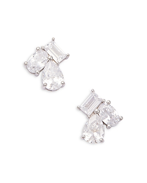 Shop Shashi Crystal Stud Earrings In Silver