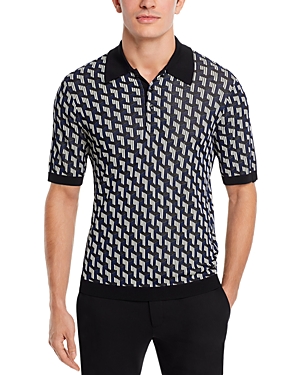 Rag & Bone Vaughn Geometric Jacquard Polo In Sage