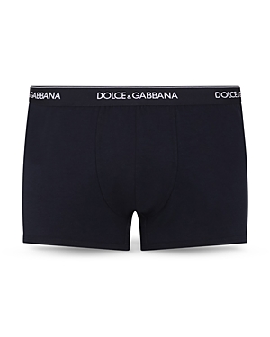 Dolce & Gabbana Pack Of Two Logo Cotton-blend Jersey Boxer Briefs In Dark Blue