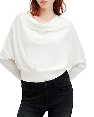 Shop Allsaints Ridley Cowl Neck Cropped Sweater In Chalk White