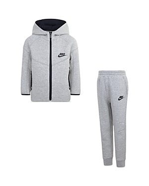 Shop Nike Tech Fleece Hooded Full Zip Set - Little Kid In Dark Gray
