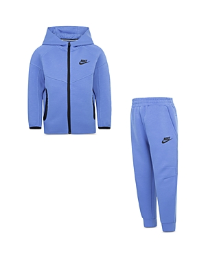 Shop Nike Boys'  Tech Fleece Hooded Full Zip Set - Little Kid In Light Photo Blue