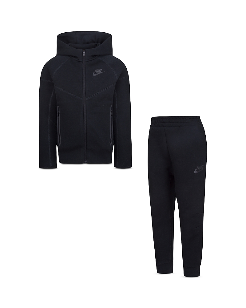 Nike Sportswear Tech Fleece Full-zip Set Little Kids 2-piece Hoodie Set In Black