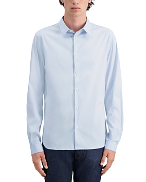The Kooples Cotton Blend Slim Fit Button Down Shirt In Blue