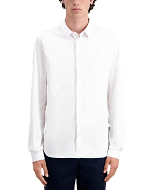 Shop The Kooples Cotton Blend Slim Fit Button Down Shirt In White
