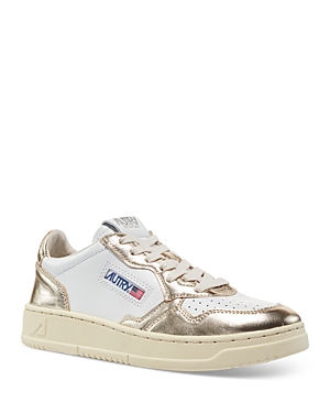Shop Autry Women's Medalist Low Top Sneakers In White/platinum