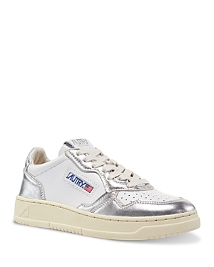 Shop Autry Women's Medalist Low Top Sneakers In White/silver