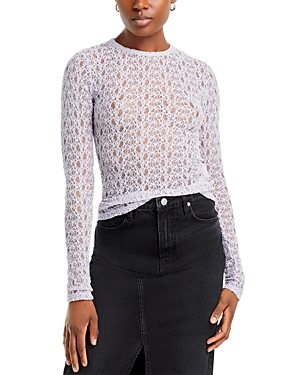 FRAME CREWNECK LONG SLEEVE MESH TOP