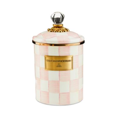 Mackenzie-Childs - Rosy Check Enamel Canister, Medium