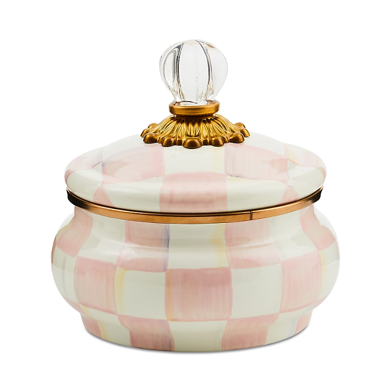 Mackenzie-childs Mackenzie Childs Rosy Check Enameled Steel Squashed Pot In Multi
