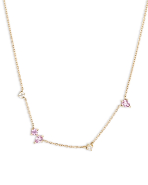 Adina Reyter 14K Yellow Gold Pink Sapphire & Diamond Asymmetric Station Collar Necklace, 15-16