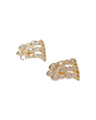 Rhinestone Triple Row Curved Earrings