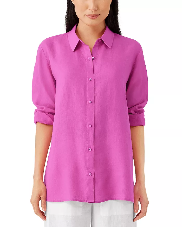 Eileen Fisher Petites Petites Linen Classic Collar Shirt