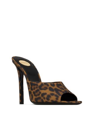 Saint Laurent - Goldie Mules in Leopard Grosgrain