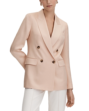 Shop Reiss Eve Double Breasted Blazer In Pink