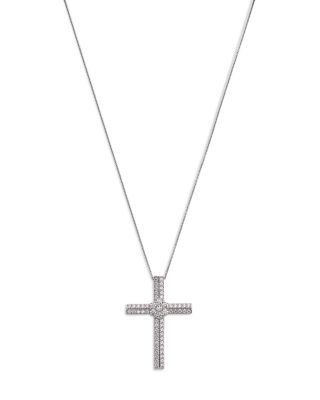Bloomingdale's Fine Collection Diamond Cross Pendant Necklace in 14K White Gold, 1.0 ct. t. w.