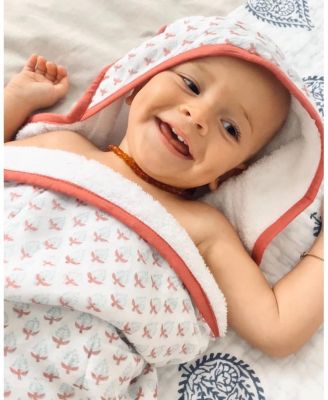 Unisex Handmade Block-Printed Plush Cotton Hooded Plush Towels - Baby, Little Kid, Big Kid