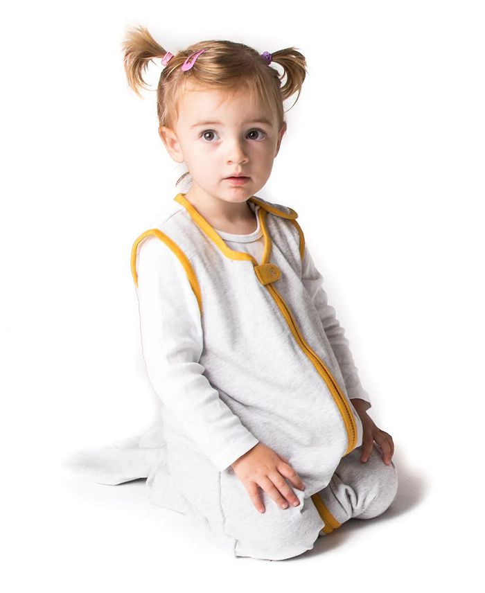 Shop Malabar Baby Unisex Large Winterweight Handmade Wearable Blanket - Baby, Little Kid In Erawan (grey & Mustard Yellow)