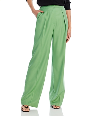 Shop Misook Pleated Straight Pants In Verdant Clover