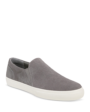 Vince Men's Fletcher Perforated Suede Slip-on Sneakers In Smokegrey