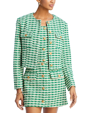 Aqua Five Button Tweed Jacket - 100% Exclusive In Green/white