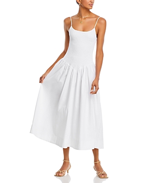 Lucy Paris Hazel Smocked Dropped Waist Dress In White