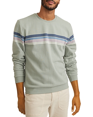 Shop Marine Layer Signature Fleece Chest Stripe Crewneck Sweater In Silt Green